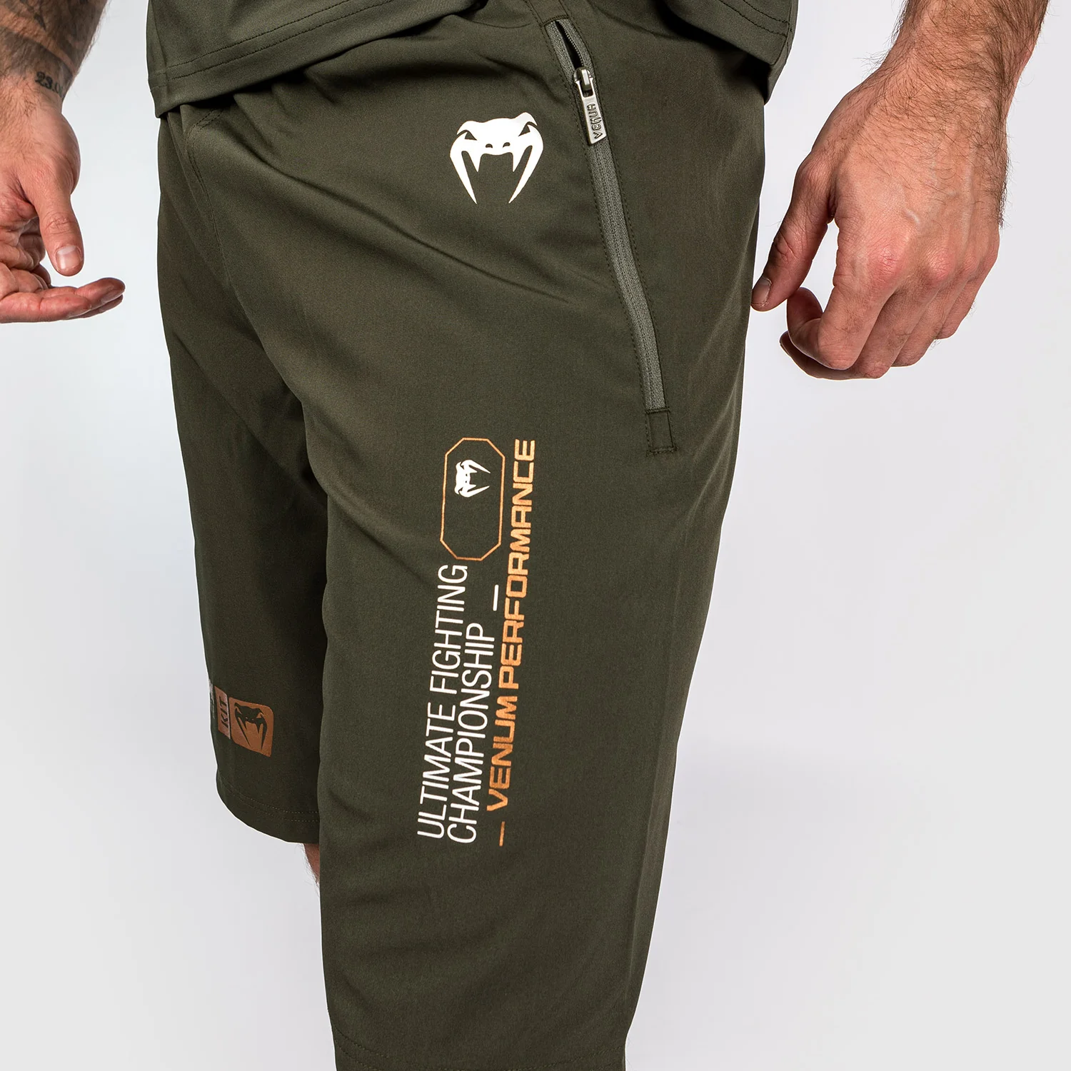 UFC Adrenaline by Venum Fight Week Men’s Performance Shorts - Khaki/Bronze - Image 6