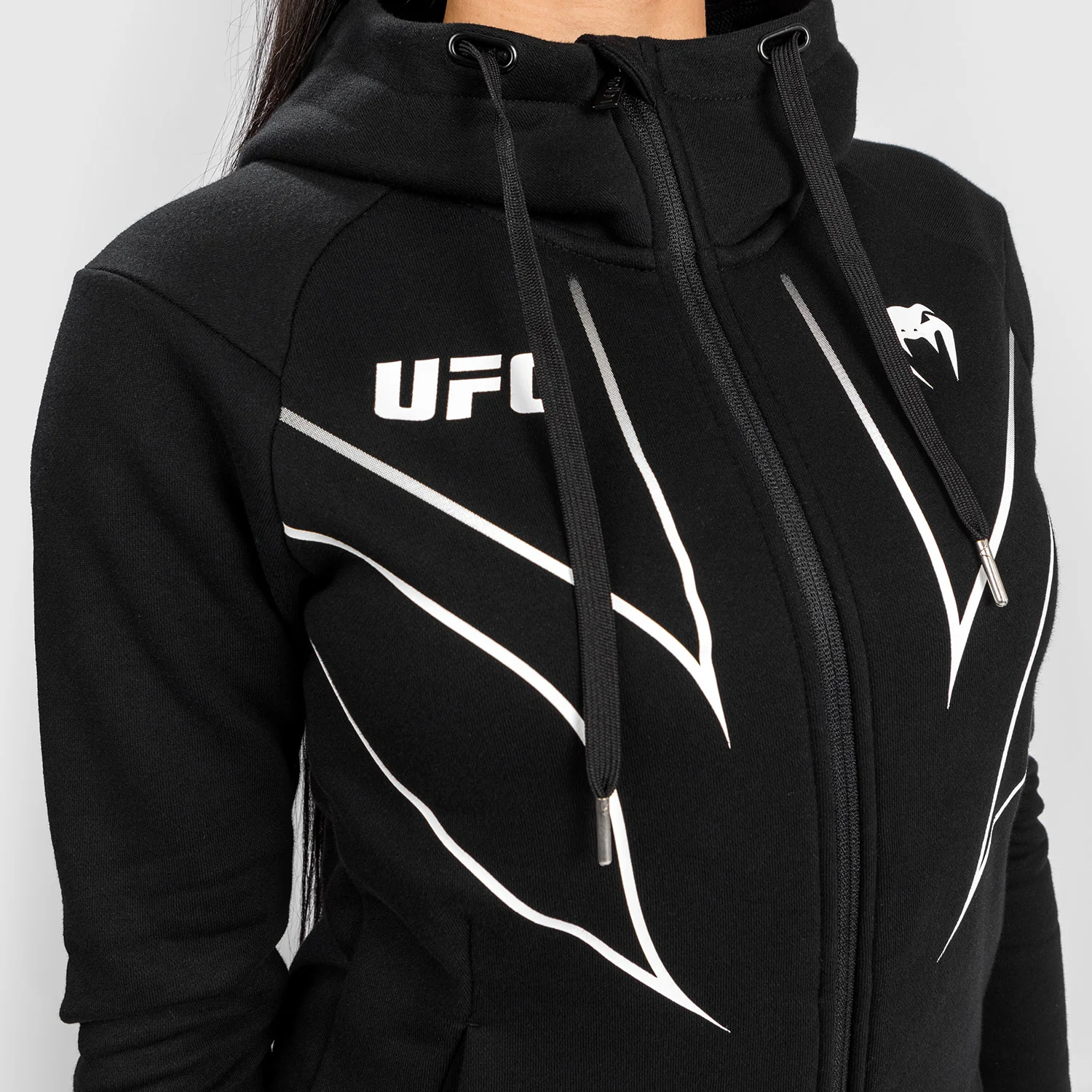 UFC Venum Fight Night 2.0 Replica Women's Full Zip Hoodie - Black - Image 7