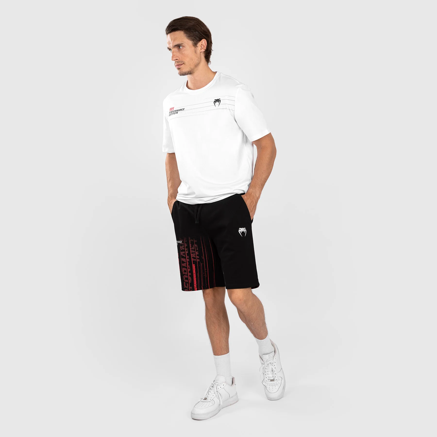 UFC Venum Performance Institute 2.0 Men’s Cotton Short - Black/Red - Image 9