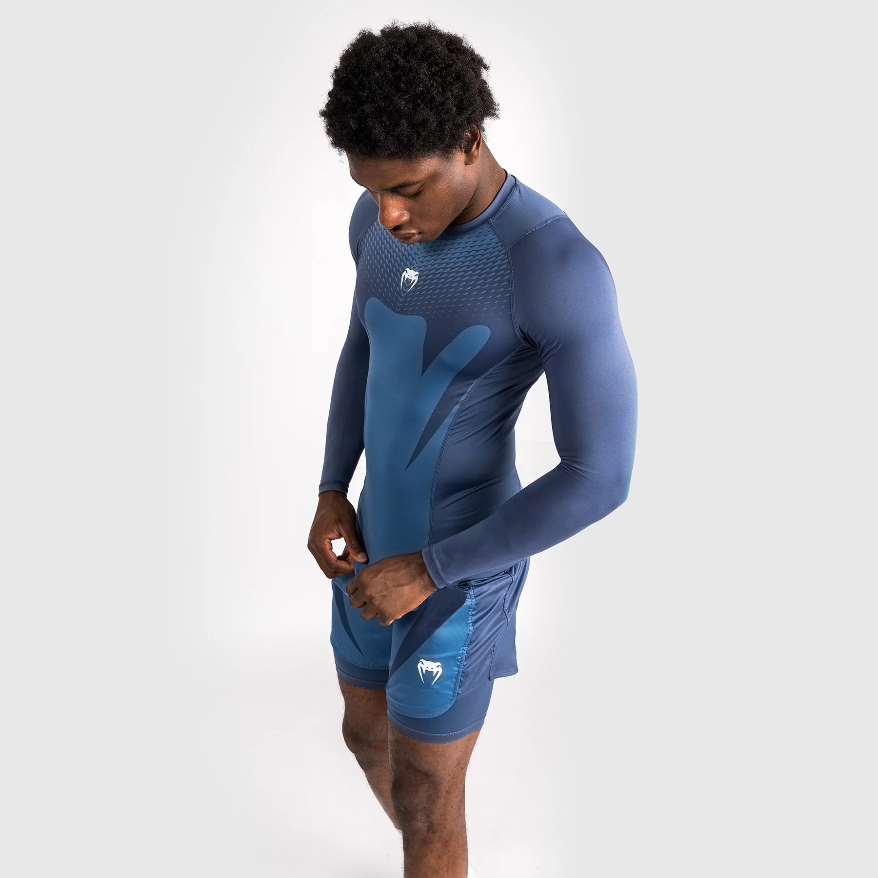 Venum Attack Men's Long Sleeve Rashguard - Navy Blue - Image 2