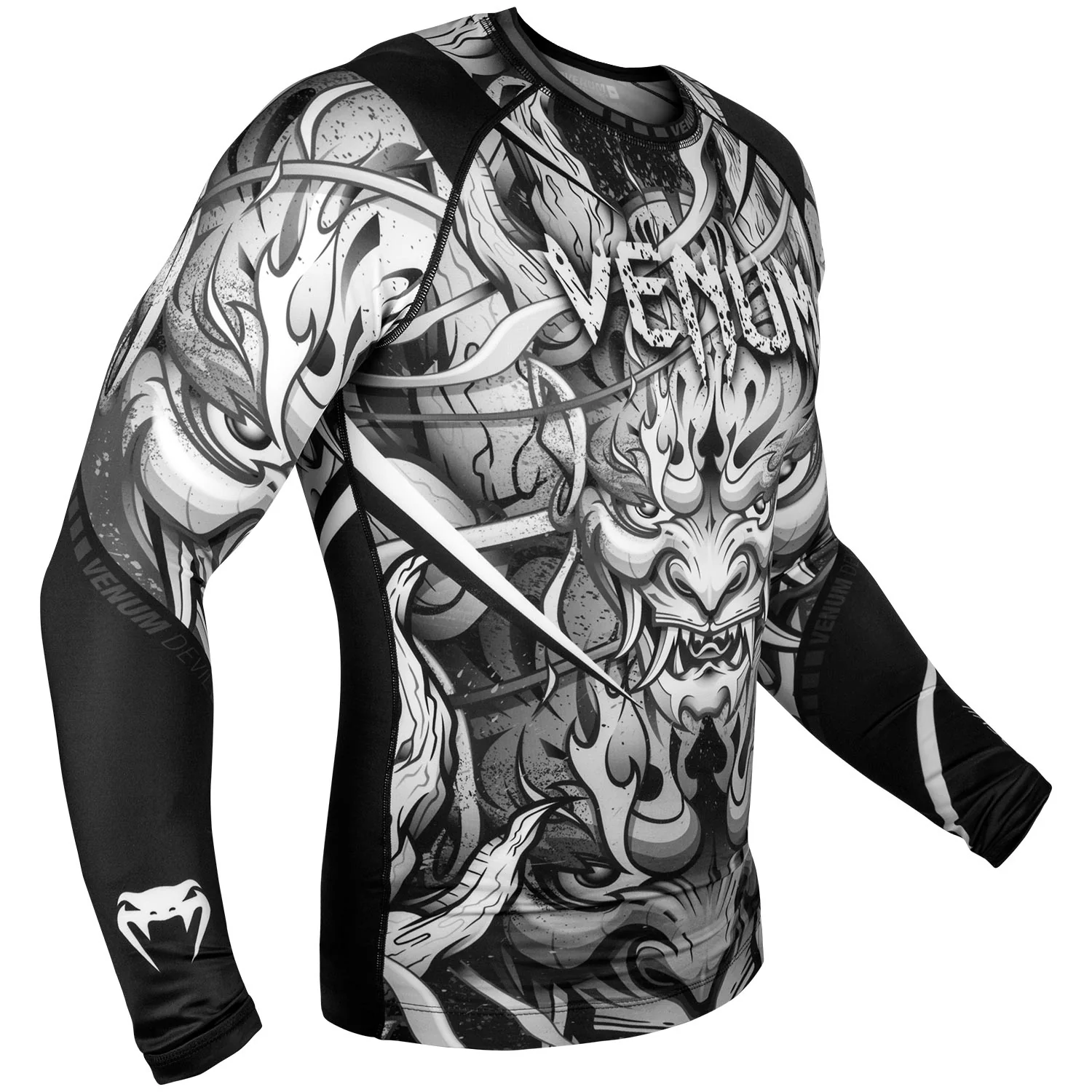 Venum Devil Rashguard - Long Sleeves - White/Black - Image 2