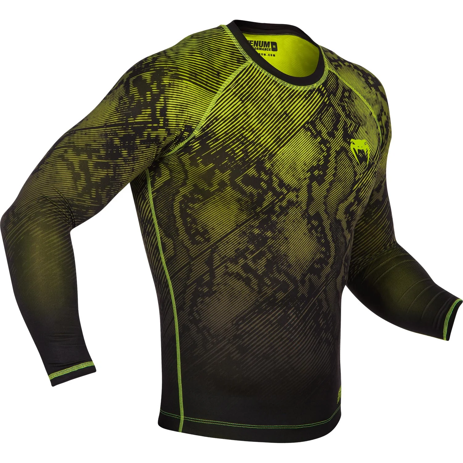 Venum Fusion Compression T-shirt - Long Sleeves - Black/Yellow - Image 3