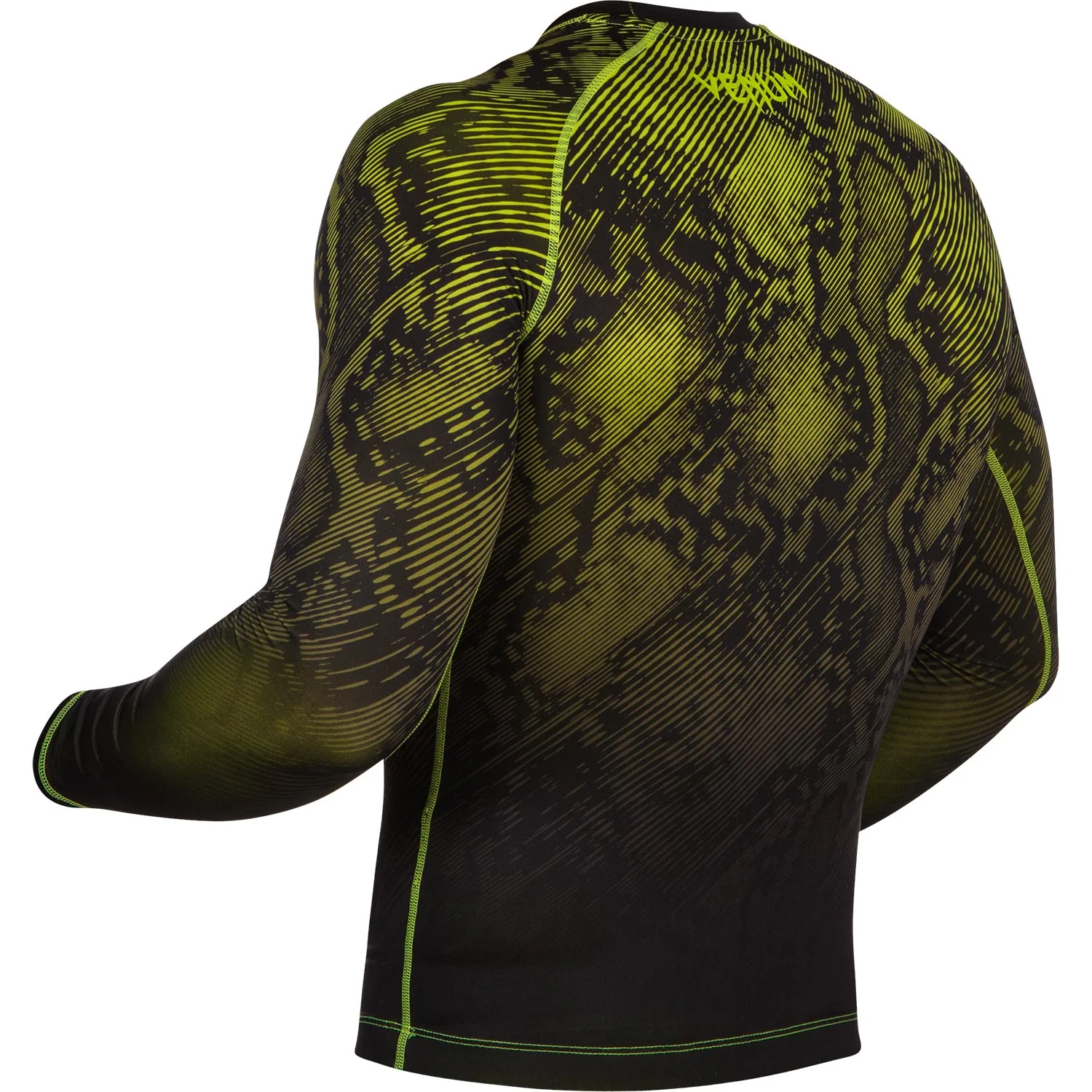 Venum Fusion Compression T-shirt - Long Sleeves - Black/Yellow - Image 5
