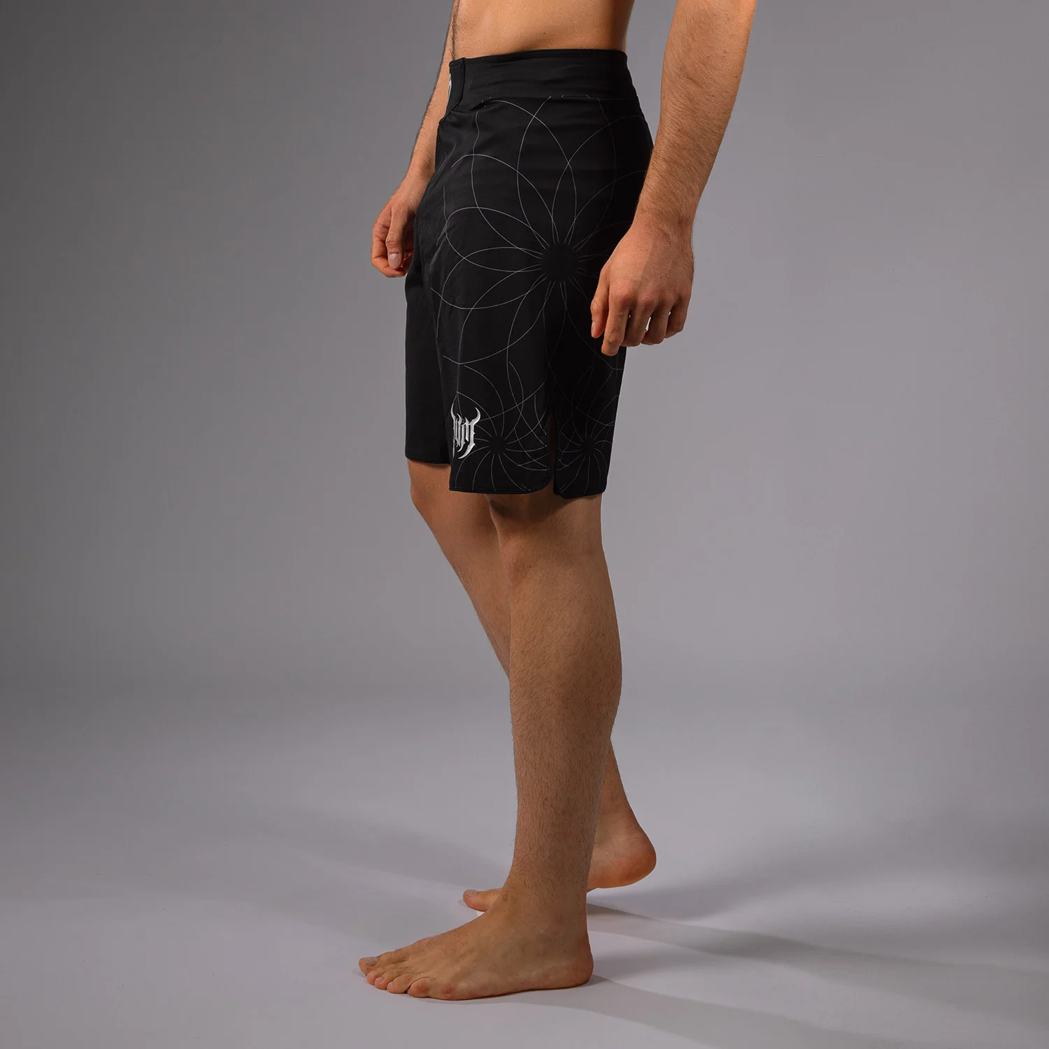 Venum Gladiator 5.0 Men’s Fight Shorts - Black/Silver - Image 3