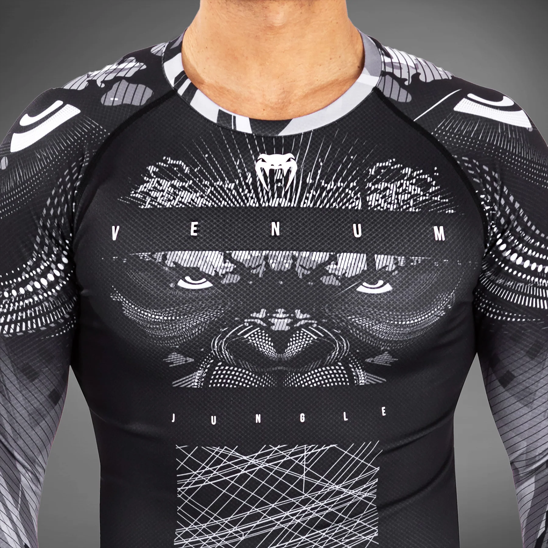 Venum Gorilla Jungle Rashguards Long Sleeves - Black/White - Image 4