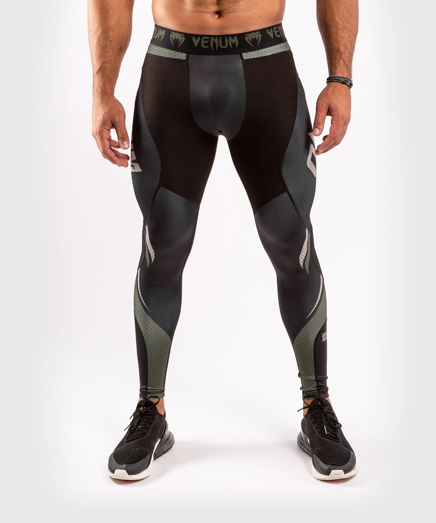 Venum ONE FC Impact Compression Tights - Black/Khaki - Image 3