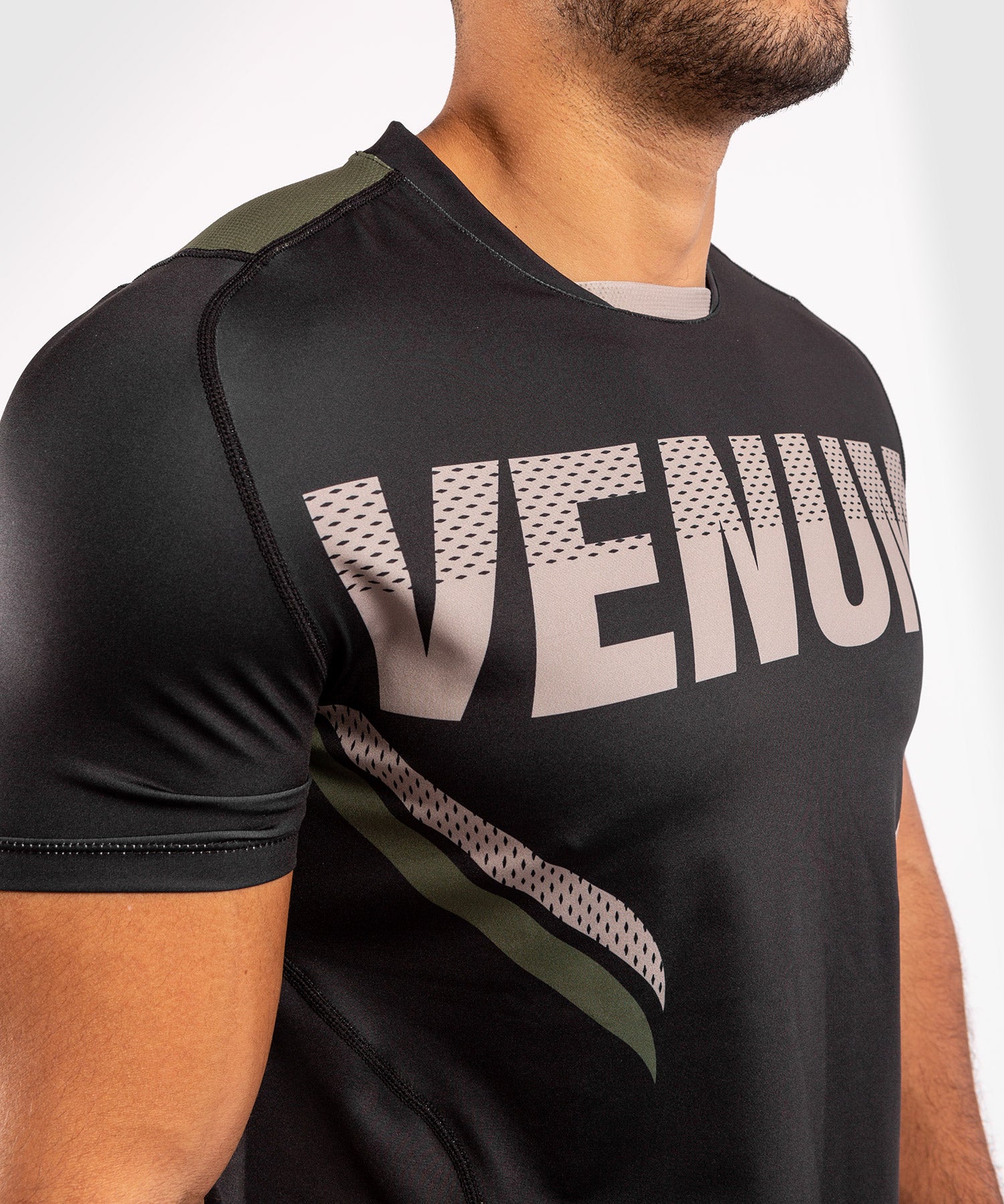Venum ONE FC Impact Dry Tech T-Shirt - Black/Khaki - Image 5
