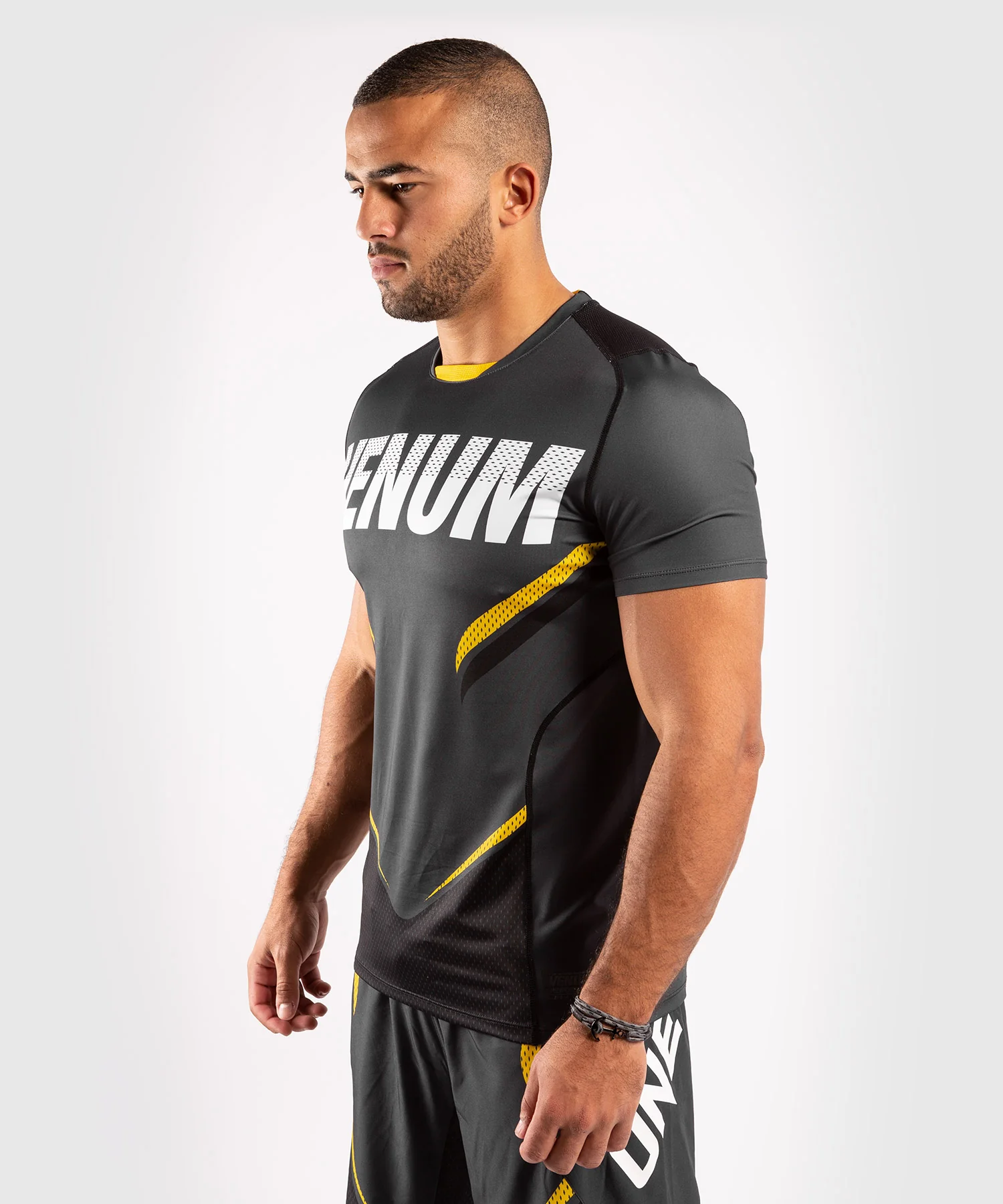 Venum ONE FC Impact Dry Tech T-Shirt - Grey/Yellow - Image 3