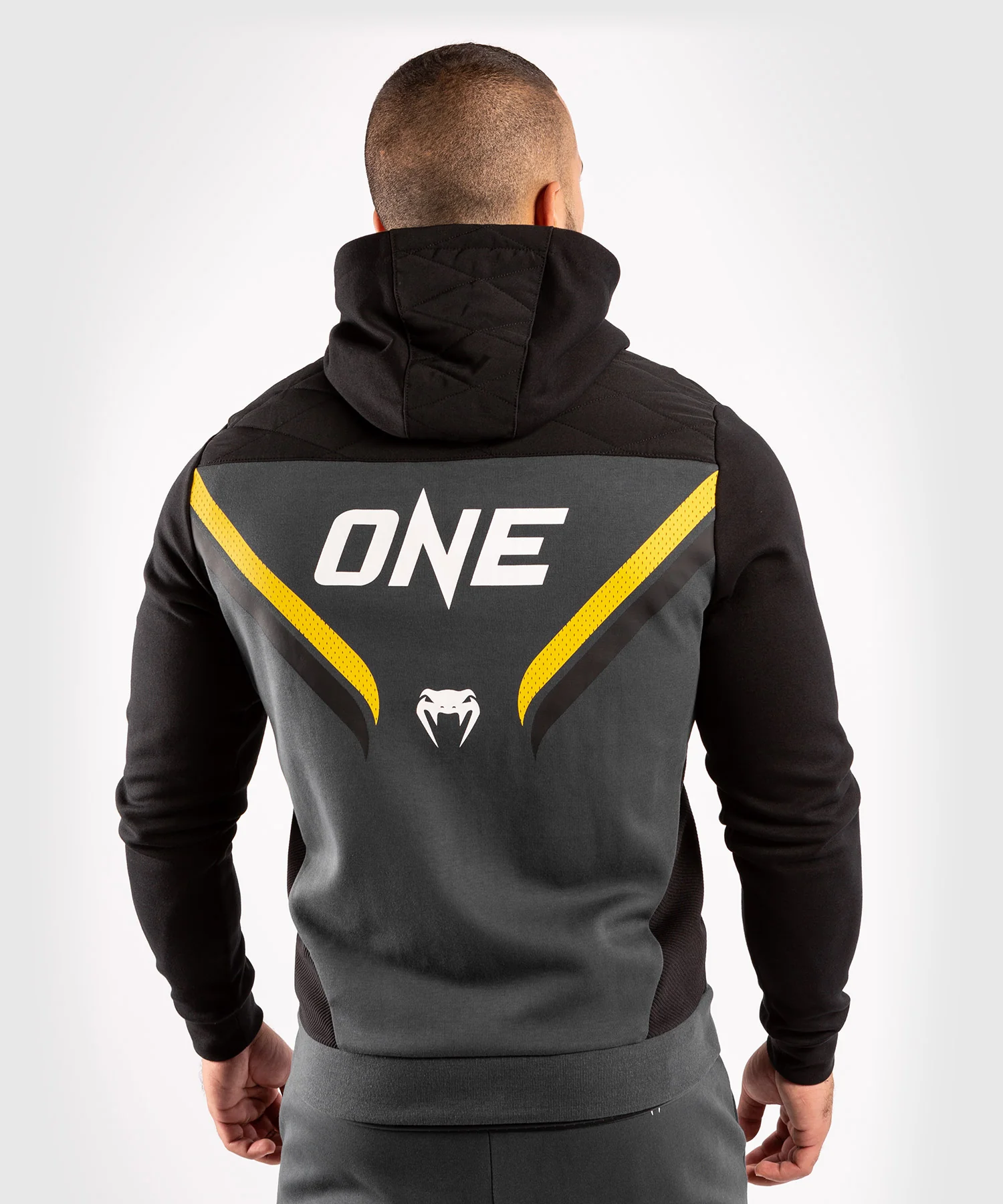 Venum ONE FC Impact Hoodie - Grey/Yellow - Image 2