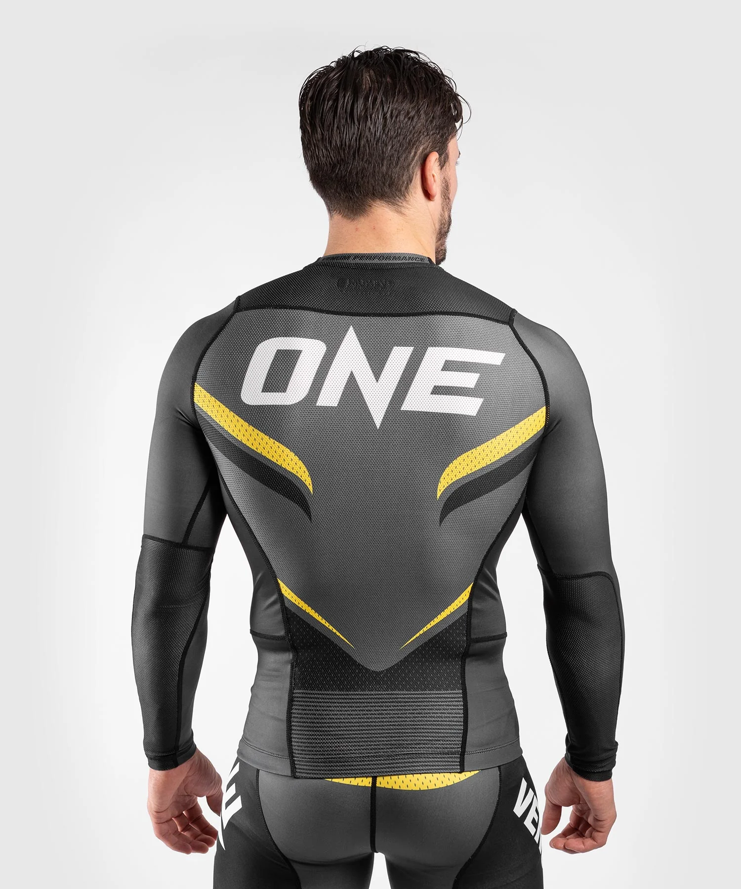 Venum ONE FC Impact Rashguard - long sleeves - Grey/Yellow - Image 2