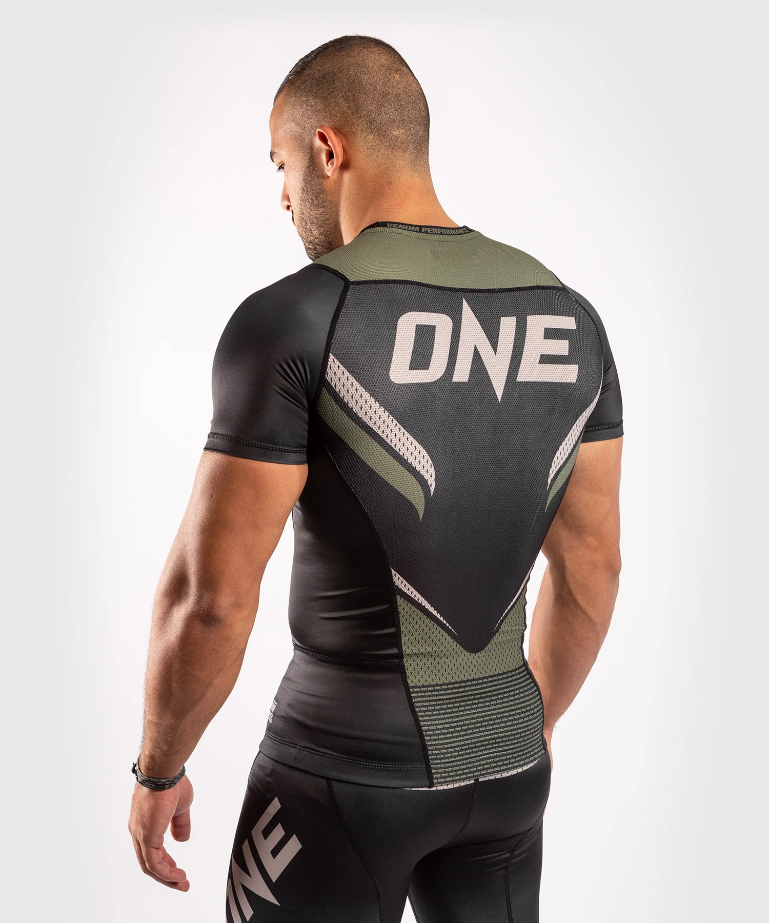 Venum ONE FC Impact Rashguard - short sleeves - Black/Khaki - Image 4