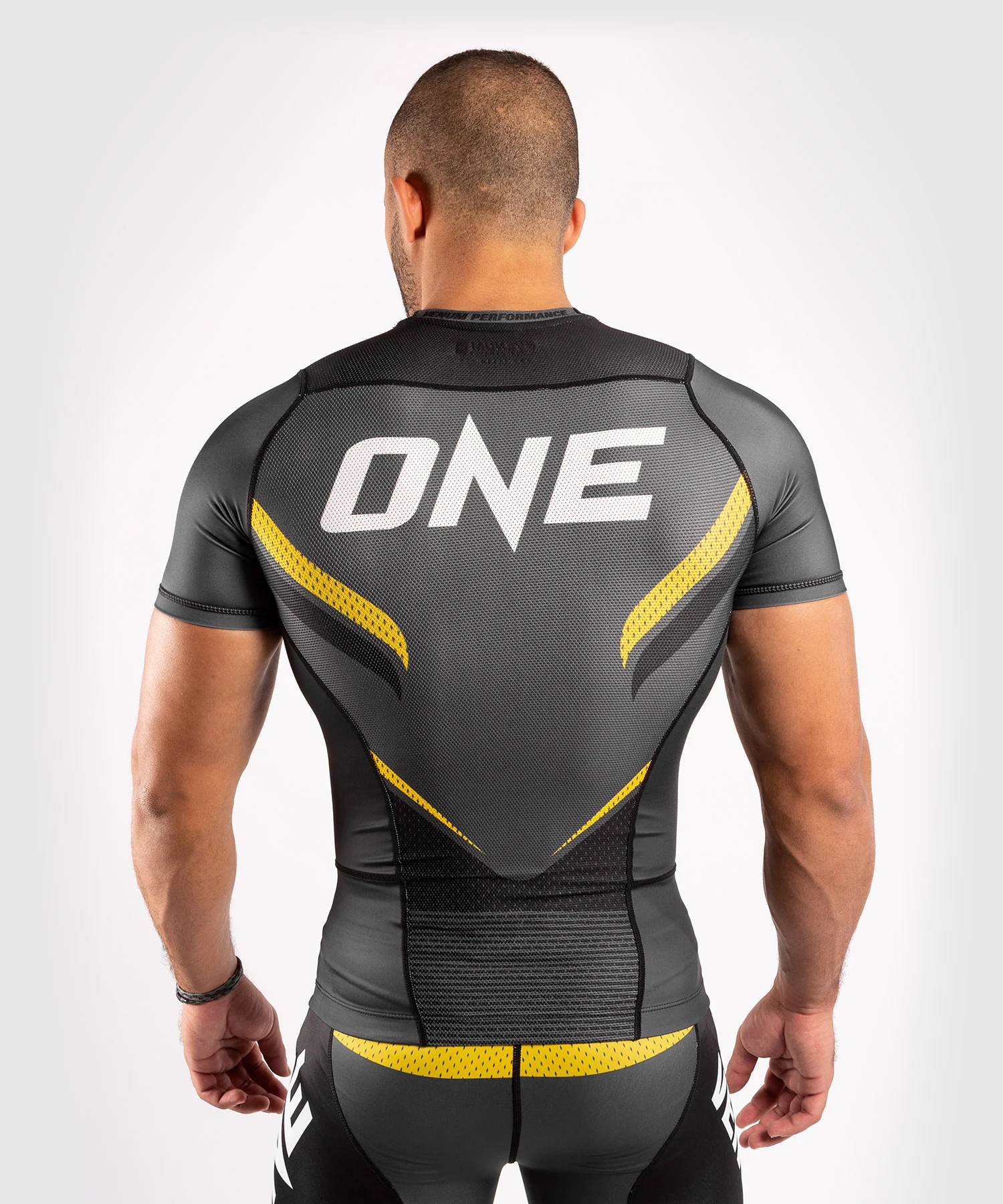 Venum ONE FC Impact Rashguard - short sleeves - Grey/Yellow - Image 2
