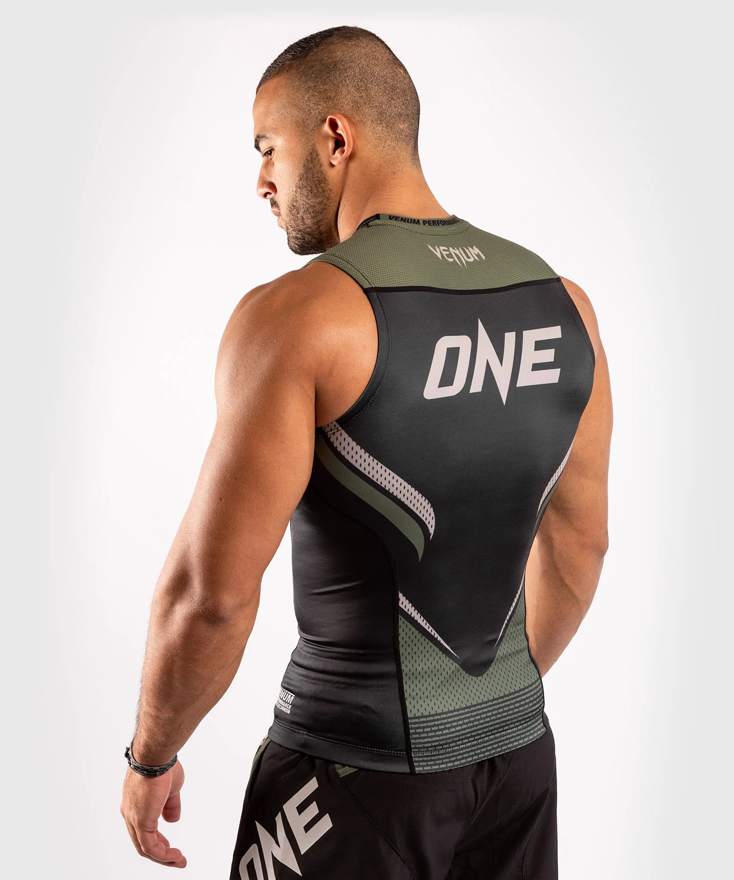 Venum ONE FC Impact Rashguard - sleeveless - Black/Khaki - Image 4