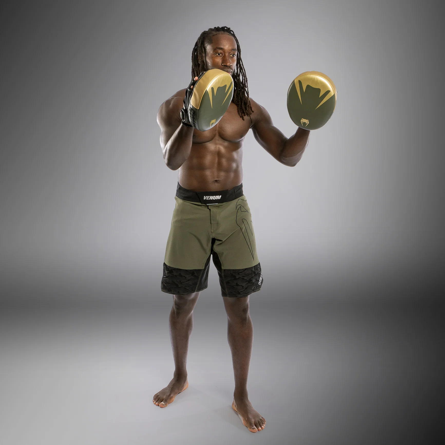 Venum Pro Boxing Big Punch Mitts (Pair) - Khaki/Gold - Image 7