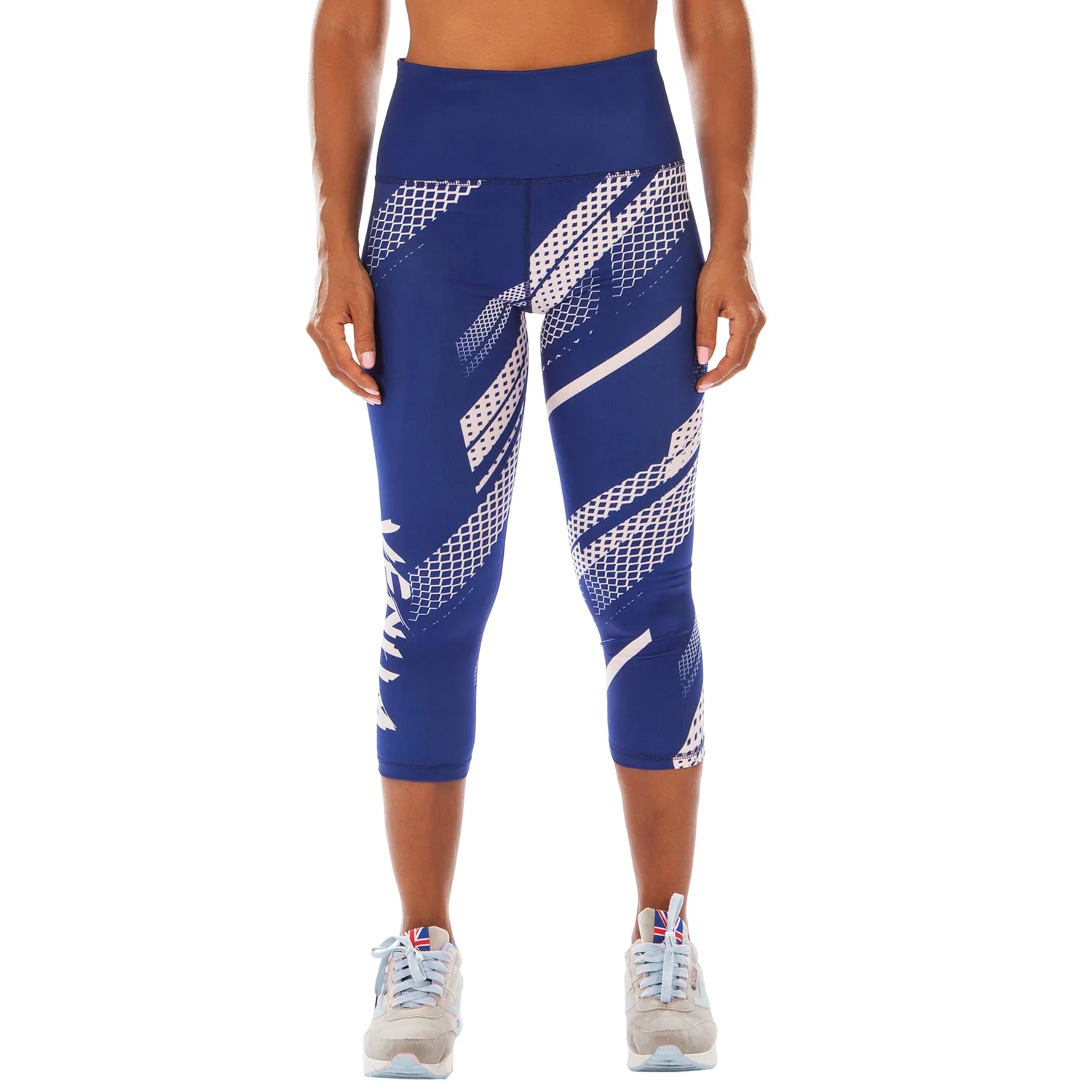 Venum Rapid Cropped Leggings - Navy Blue/Coral - Image 2