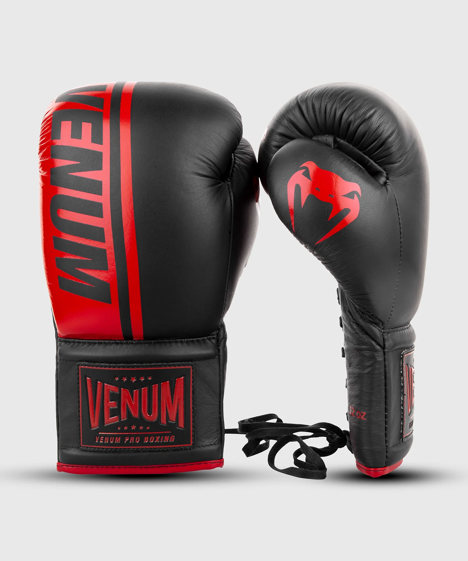 Venum Shield Pro Boxing Gloves - With Laces - Black/Red - Image 2