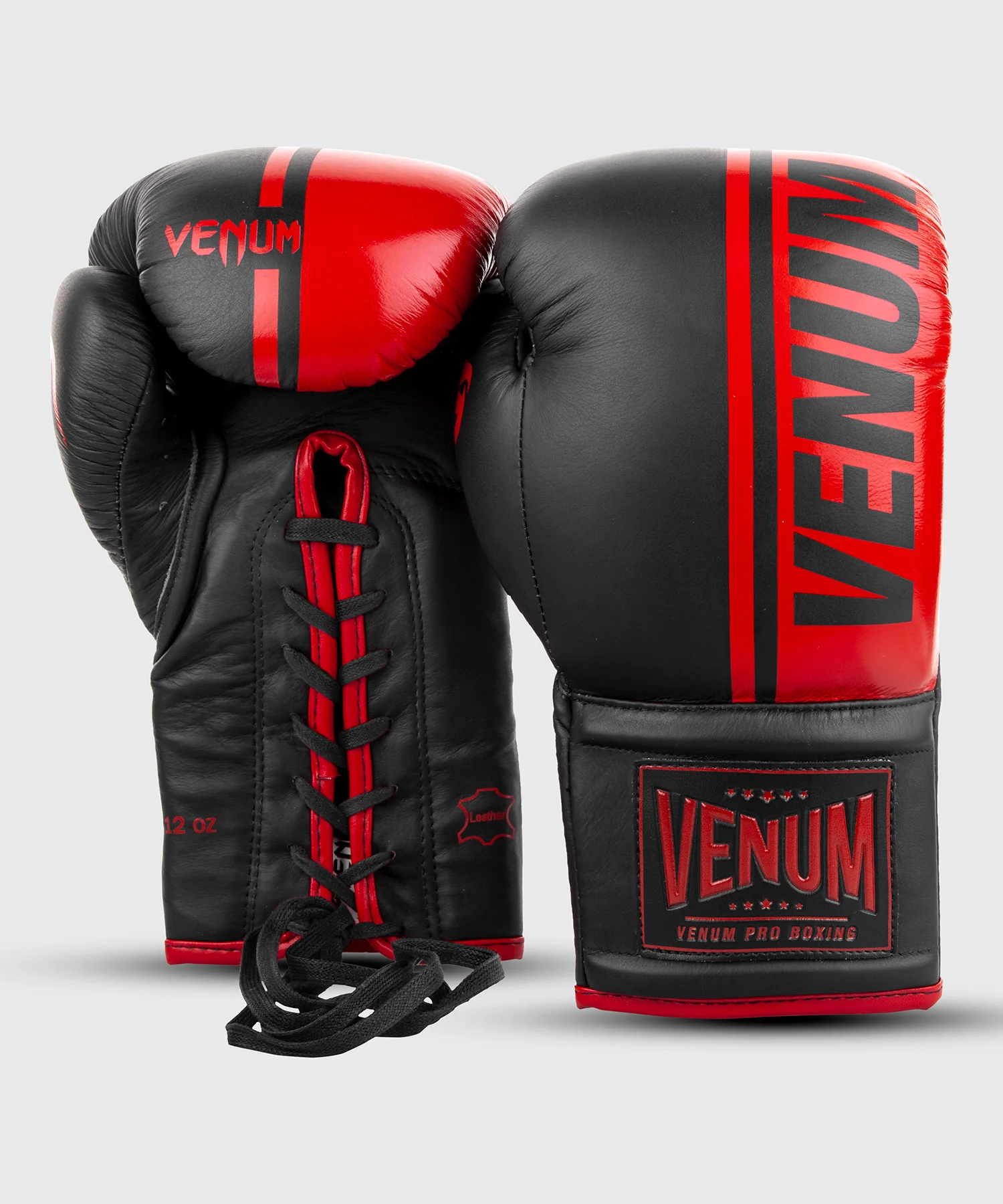 Venum Shield Pro Boxing Gloves - With Laces - Black/Red - Image 3