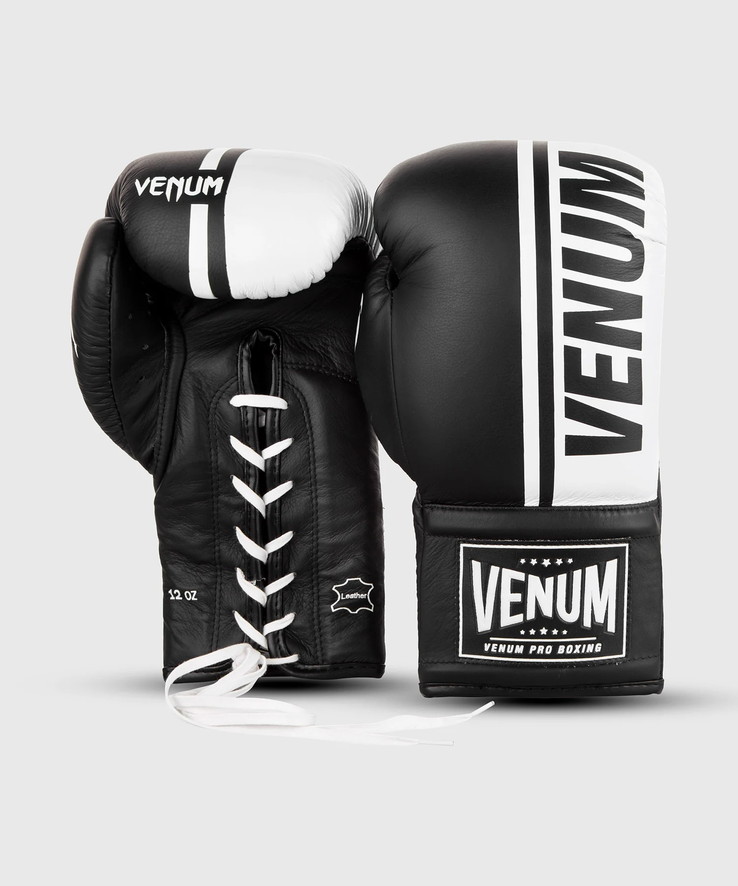 Venum Shield Pro Boxing Gloves - With Laces - Black/White - Image 3