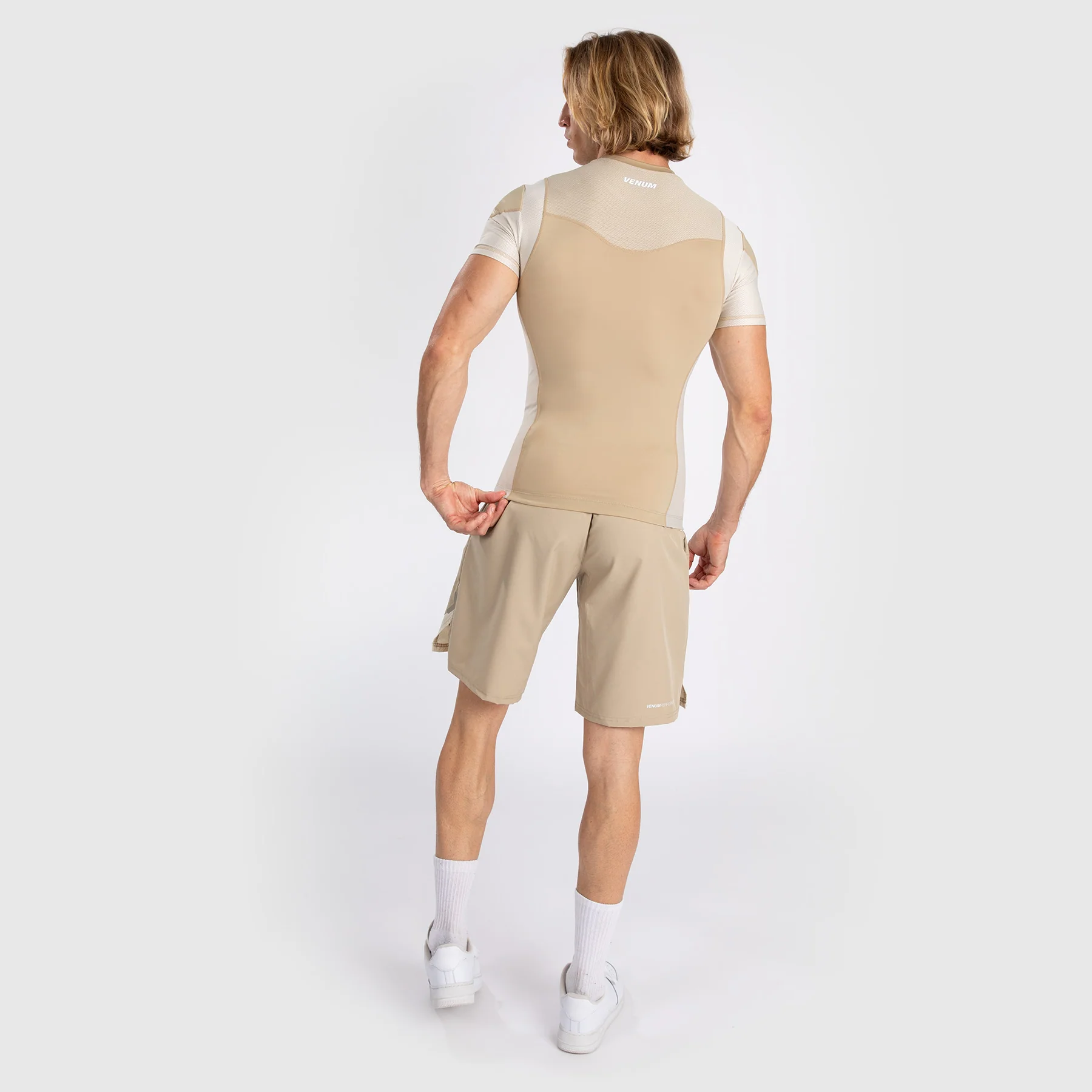 Venum Tempest Men's Short Sleeve Rashguard - Beige/Sand - Image 3
