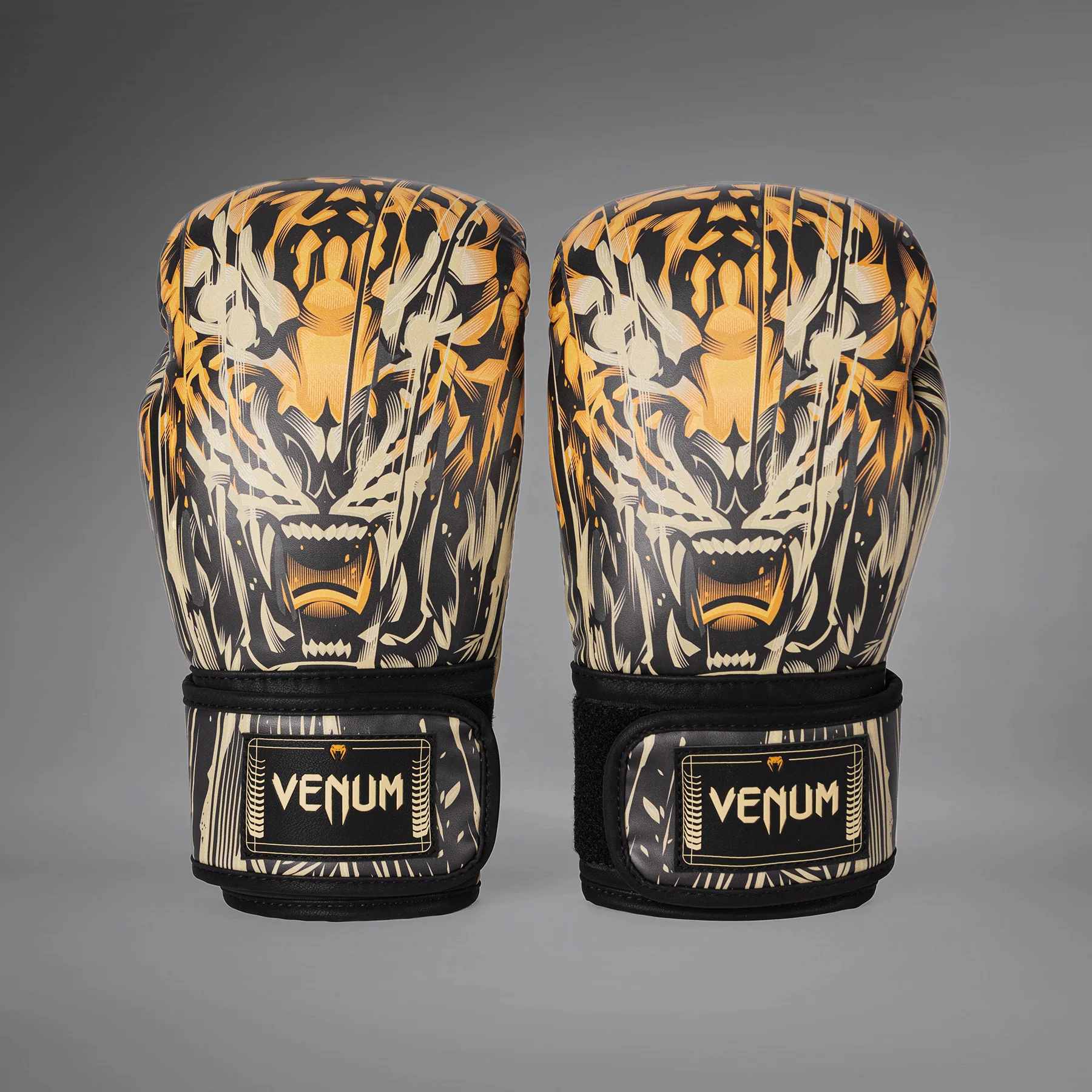 Venum Tiger Boxing Gloves - Black/Neon Orange - Image 4