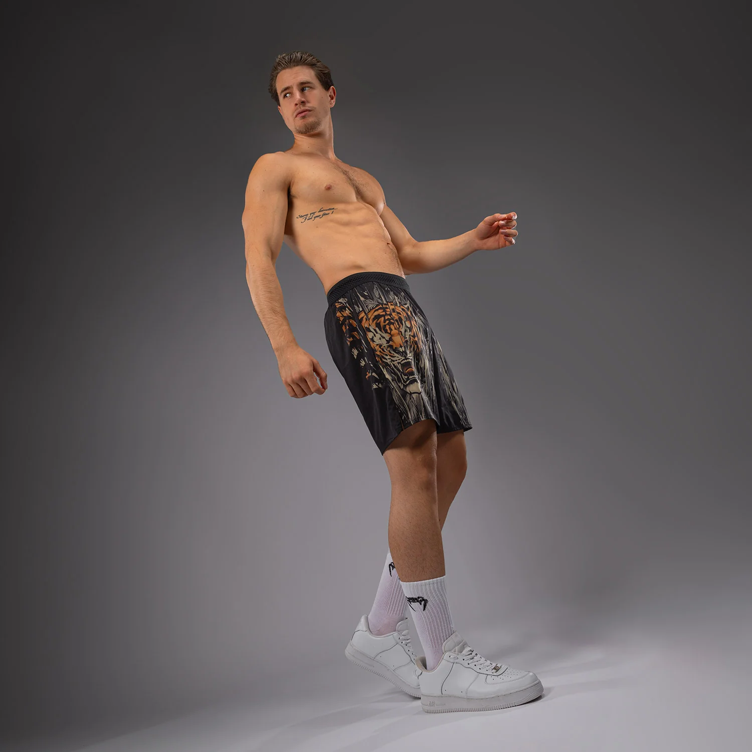 Venum Tiger Men's Training Shorts - Black/Neon Orange - Image 4