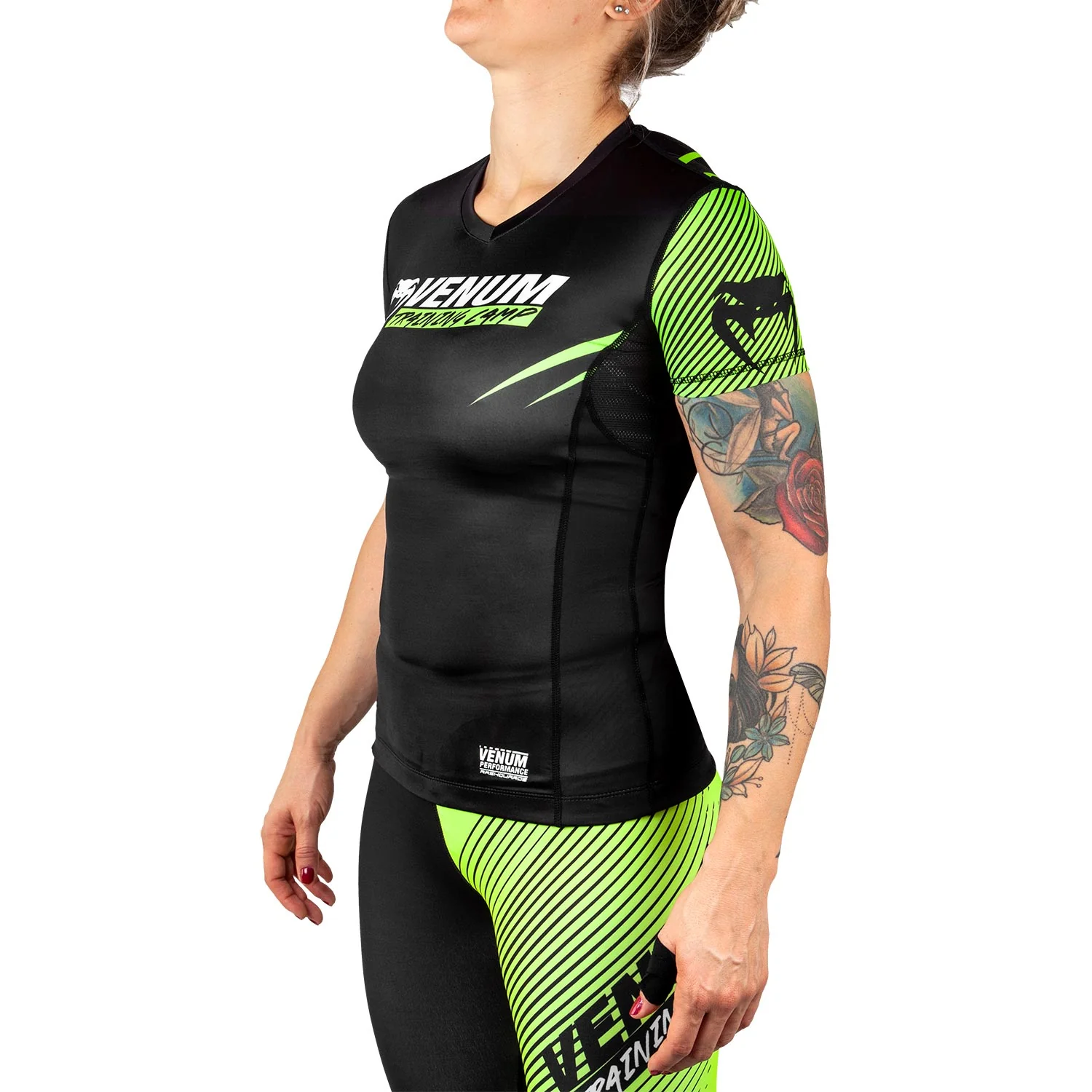 Venum Training Camp 2.0 Rashguard - Short Sleeves - Black/Neo Yellow - For Women - Image 2