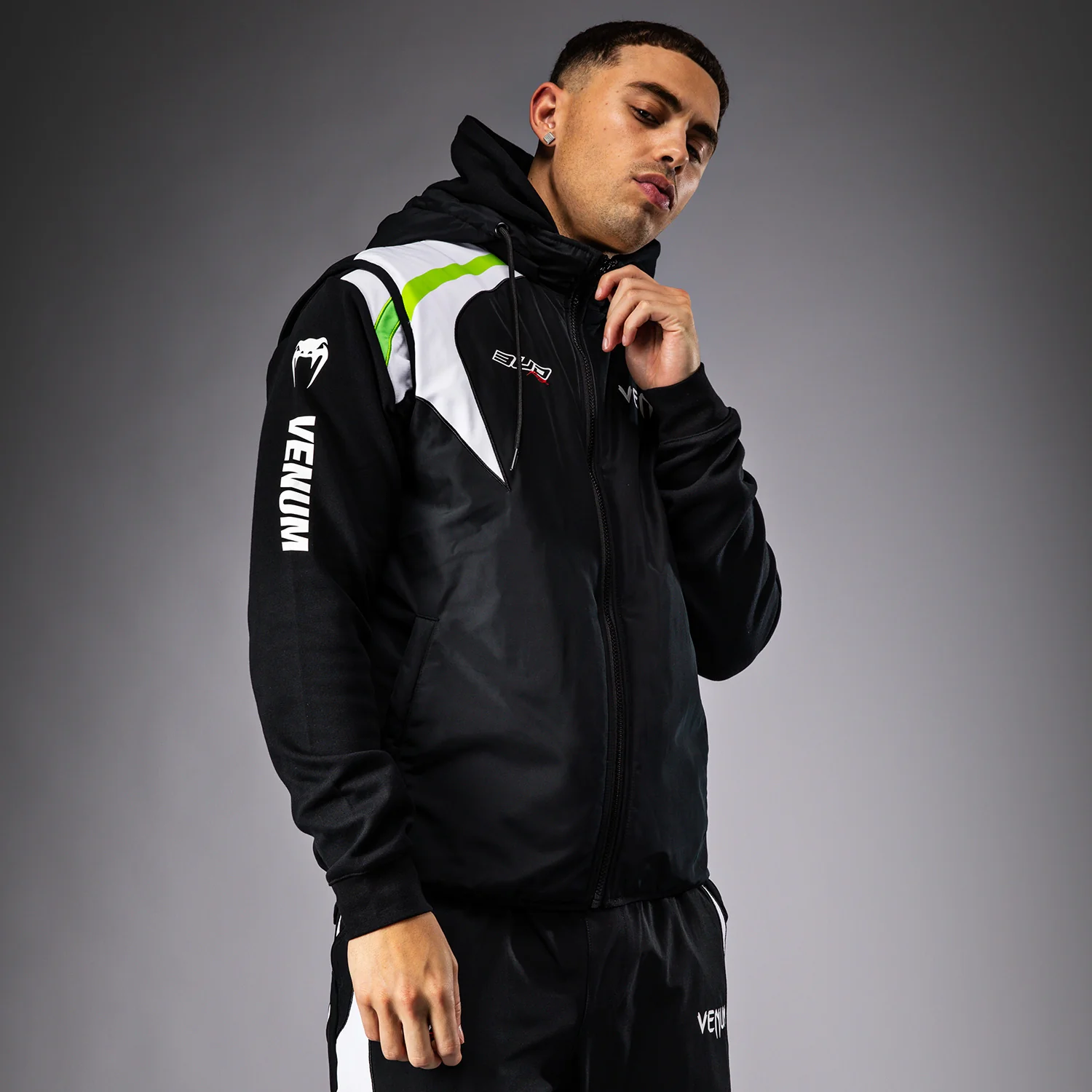 Venum x Bud Racing Down Jacket - Black/White/Lime Green - Image 4