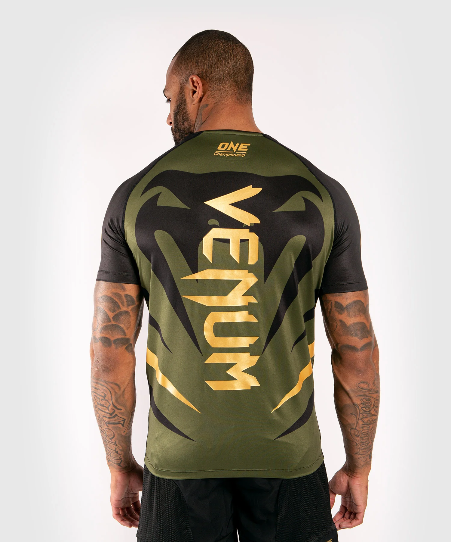 Venum x ONE FC Dry Tech T-shirt - Khaki/Gold - Image 4