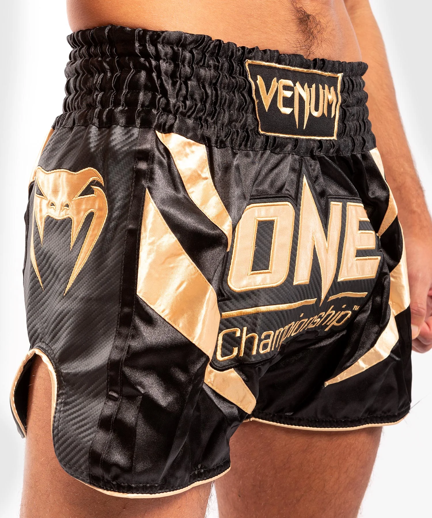 Venum x ONE FC Muay Thai Shorts - Black/Gold - Image 5