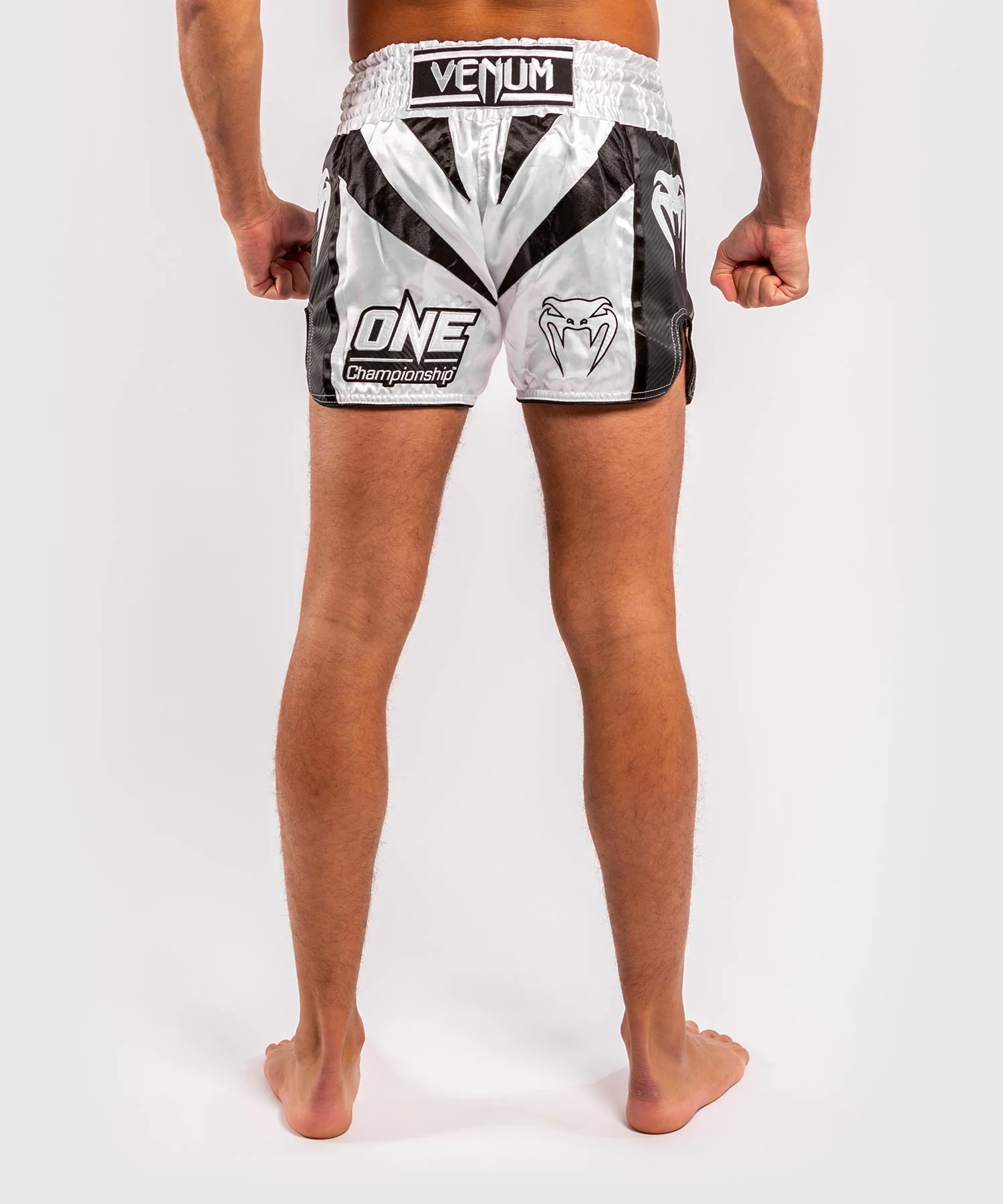 Venum x ONE FC Muay Thai Shorts - White/Black - Image 2