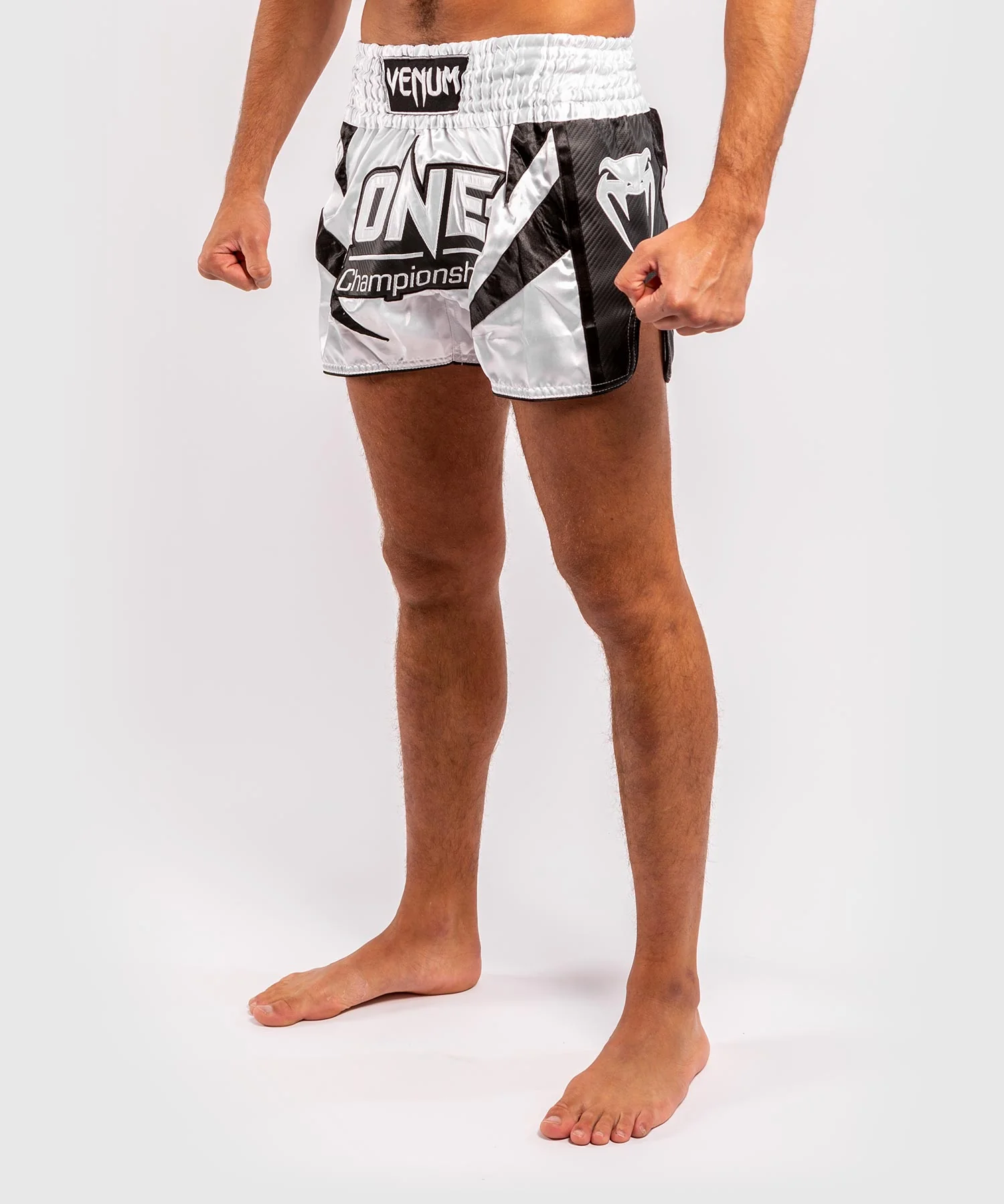 Venum x ONE FC Muay Thai Shorts - White/Black - Image 3