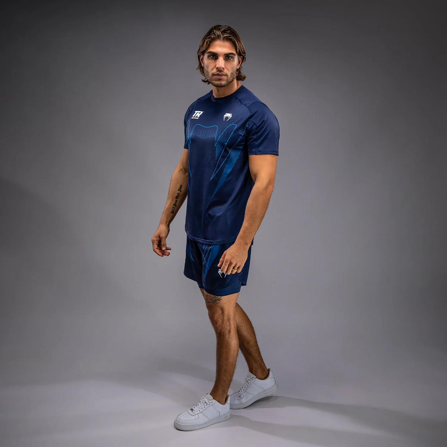 Venum x Top Rank Original Men's Dry Tech Shirt - Navy Blue - Image 2