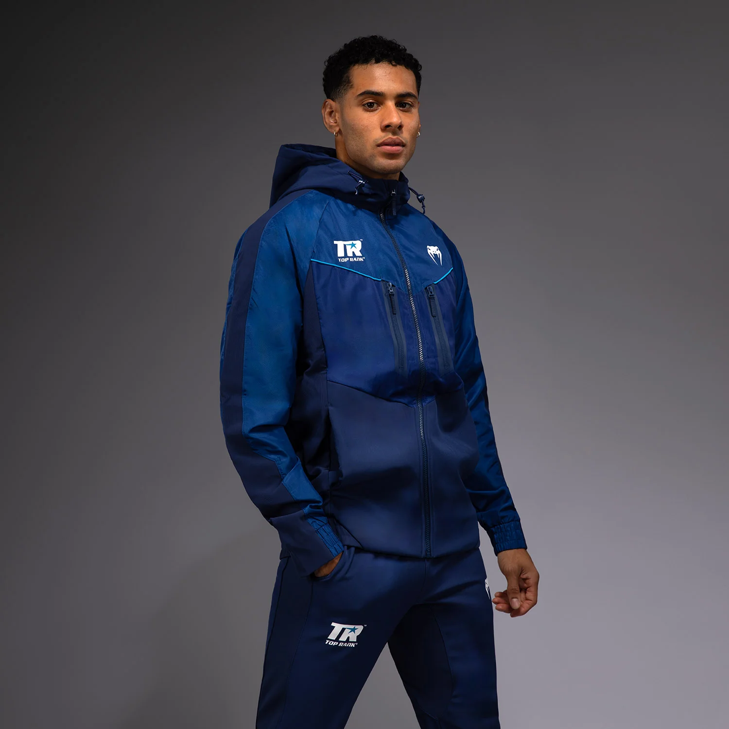 Venum x Top Rank Original Men's Full Zip Hoodie - Navy Blue - Image 2