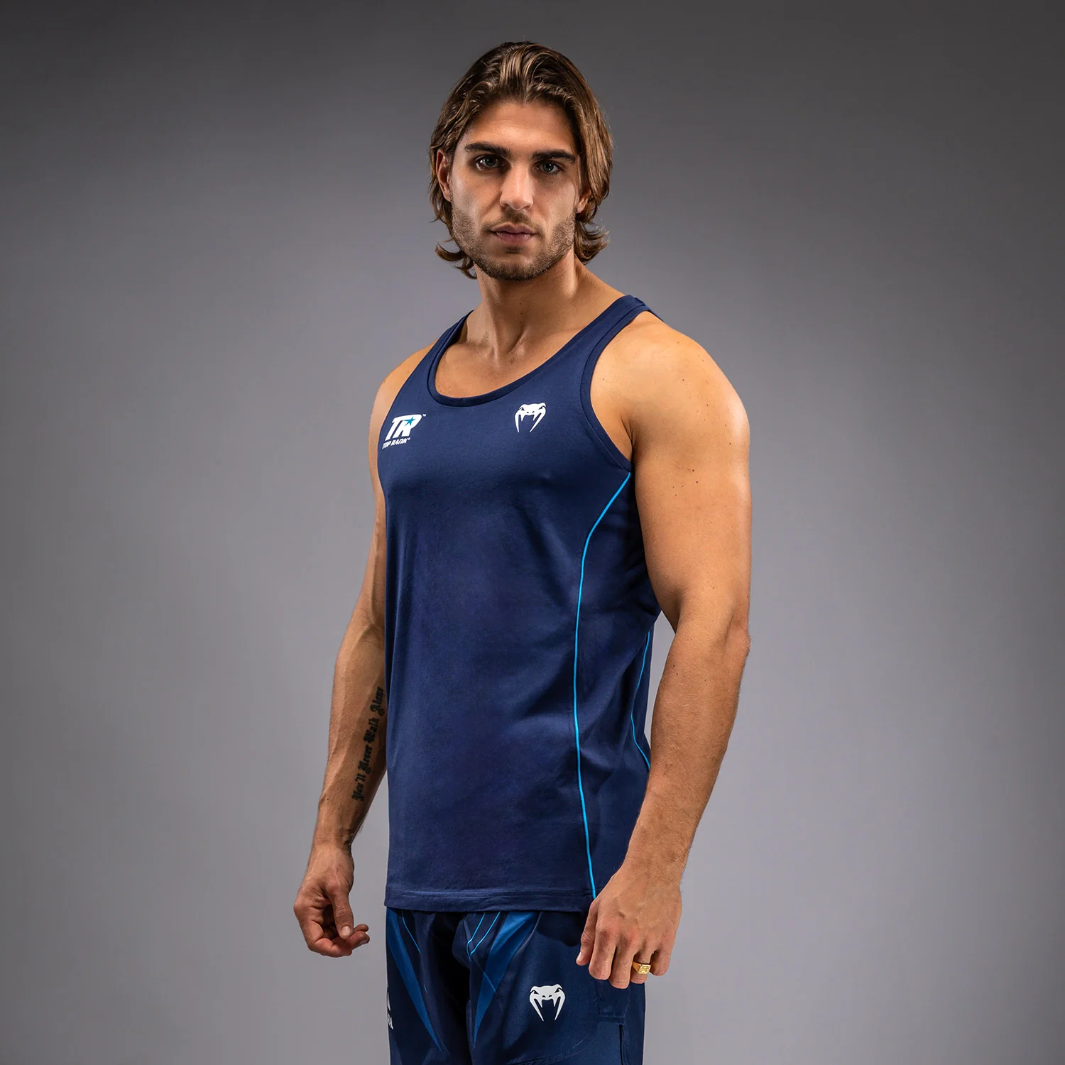 Venum x Top Rank Original Men's Tank Top - Navy Blue - Image 2
